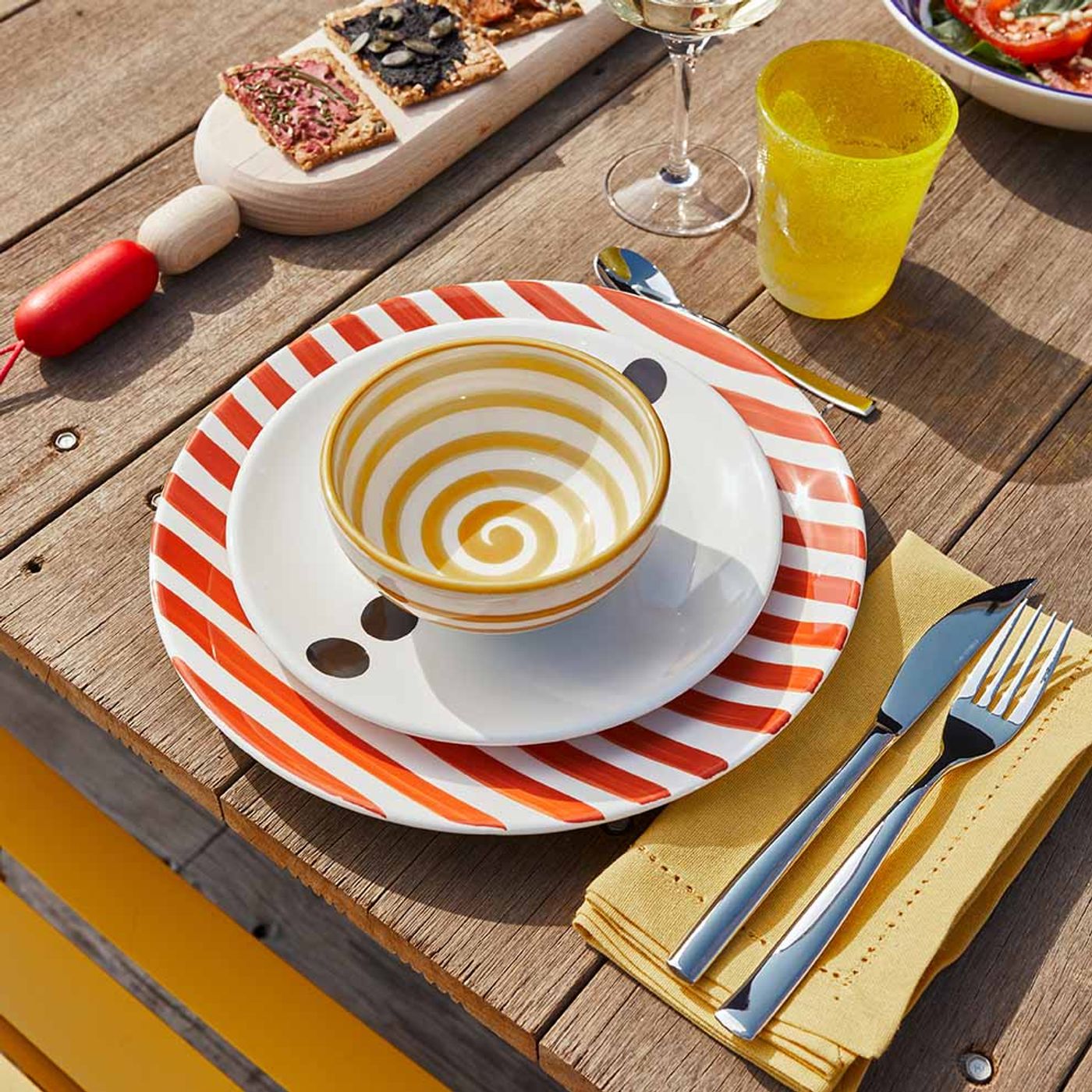 Assiette Plate rayée dolce vita terracotta 27 cm